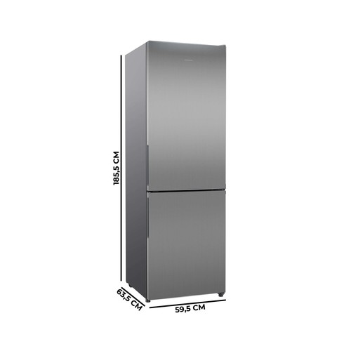 Frigorífico combi 185,5cm CECOTEC Bolero CoolMarket inox, NO FROST, clasificación energética: D, H: 185,5cm A: 59,5cm, F: 61,5cm, capacidad total: 322L.