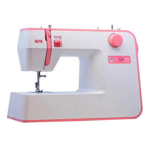 Máquina de coser ALFA STYLE 20, 10 puntadas, anchura y longitud de puntada variable, 6 filas de dientes de arrastre, ojal automático, luz blanca.