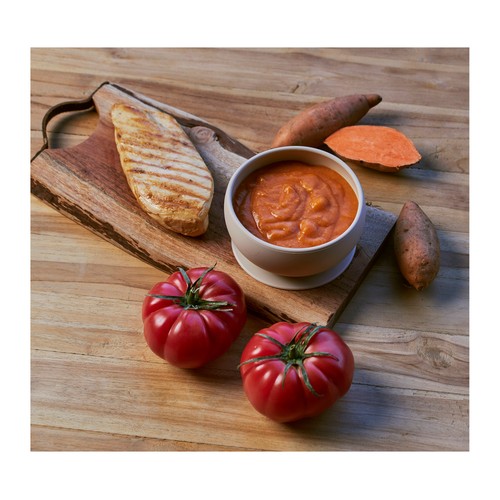 GERBER Organic Tarrito de boniato y tomate con pollo ecológico, a partir de 8 meses 190 g.
