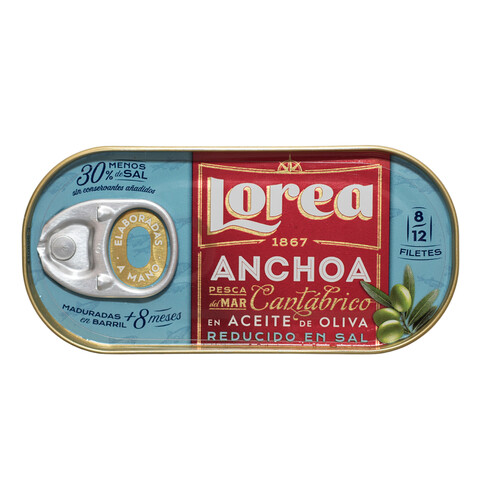 LOREA Filetes de anchoa del Cantábrico en aceite de oliva LOREA 30 g.