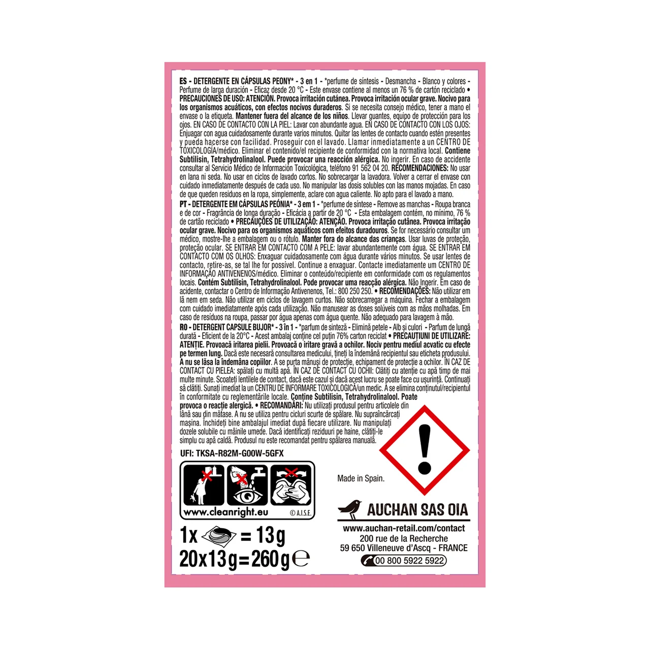 PRODUCTO ALCAMPO Detergente en cápsulas para máquina 3 en 1 Floral 20 ds.