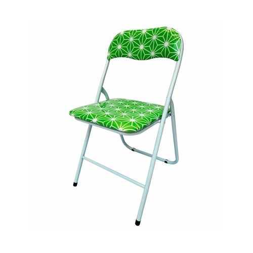 Silla plegable de pvc color verde lima con tubo blanco, CAMILLO RIGAMONTI