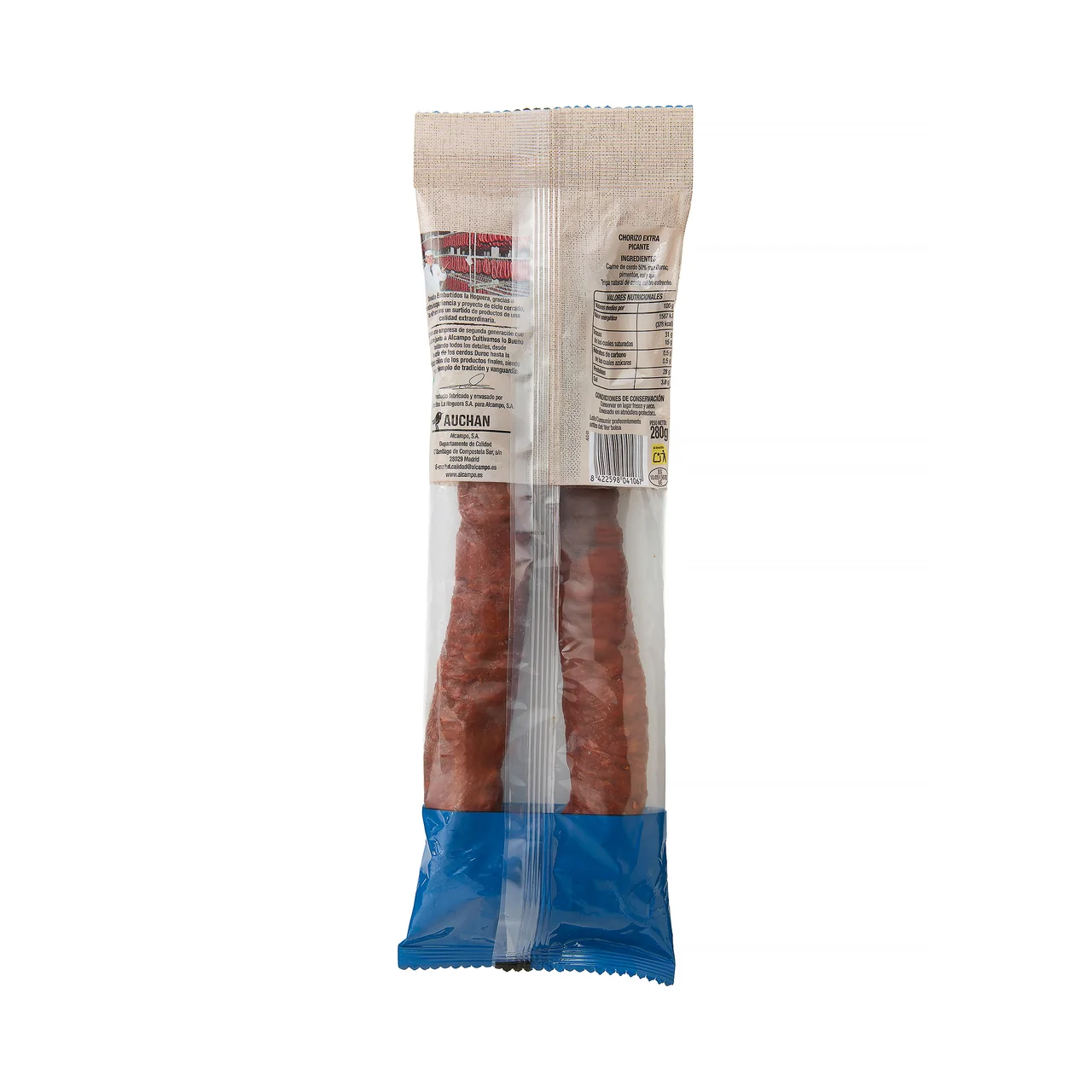 ALCAMPO CULTIVAMOS LO BUENO  Sarta de chorizo picante de categoría extra (50% raza Duroc)  280 g.