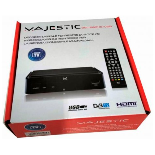 Sintonizador TDT HD T2 MAJESTIC DEC 665, HDMI, USB reproductor y Euroconector.