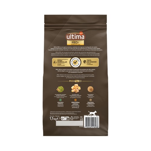 ULTIMA Pro + Alimentación para perros pequeños 10 kg, con pollo y alto en proteínas y sin azúcares añadidos, 1,1 kg.