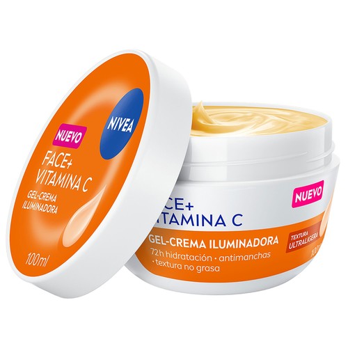 NIVEA Face+ Crema facial hidratante, iluminadora y antimanchas con textura gel 100 ml.