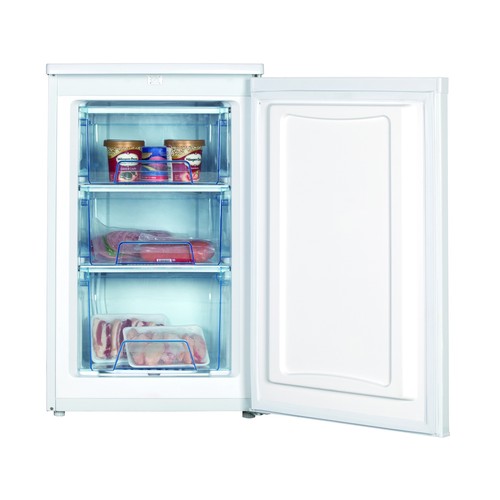 Congelador Table Top SELECLINE HS-91FN, clasificación energética: E, H: 85cm, A: 50cm, F: 54cm, capacidad total: 70L.