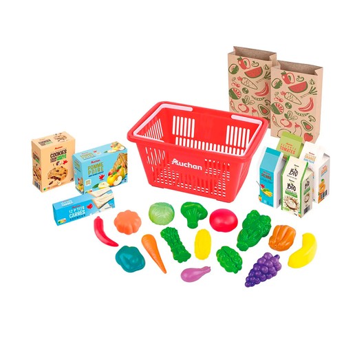 Cesta compra con alimentos 25 piezas . ONE, TWO FUN.