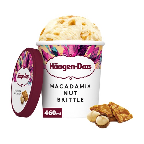 HÄAGEN-DAZS Tarrina de helado de vainilla con nueces de macadamia y trocitos de caramelo 460 ml.