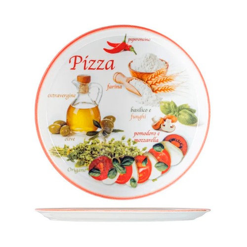 Plato para pizza 31cm porcelana foods modelos surtidos. PENGO