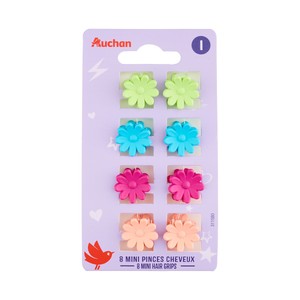 Imagen de PRODUCTO ALCAMPO Mini pinzas de pelo infantiles de divertidos colores 8 uds.