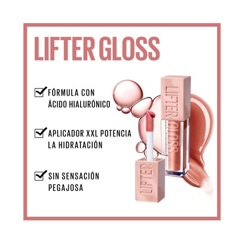 MAYBELLINE Lifter gloss tono 003 Moon Brillo de labios efecto volumen y bronzeado.