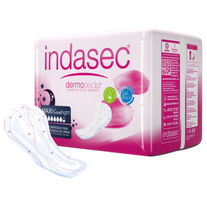 Imagen de INDASEC Compresas de incontinencia maxi noche para pérdidas de orina severas INDASEC Dermoseda 12 uds.