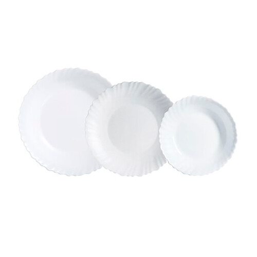Vajilla de vidrio color blanco opal feston, 18 piezas, LUMINARC
