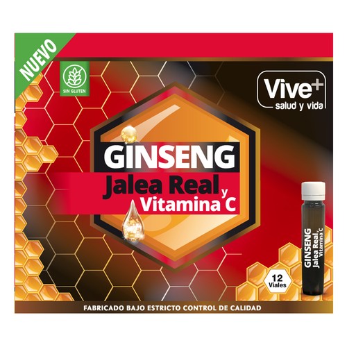 VIVE+ SALUD Y VIDA Ginseng, jalea real y vitamina C VIVE + SALUD Y VIDA 12 uds. x 10 ml.