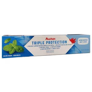 PRODUCTO ALCAMPO Triple protection Pasta de dientes con sabor a menta y triple protección (anti caries, anti placa y aliento fresco) 75 ml.