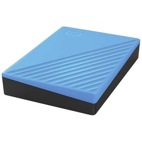 Disco duro externo 4TB WD My Passport azul, tamaño 2,5, conexión USB 3.0.