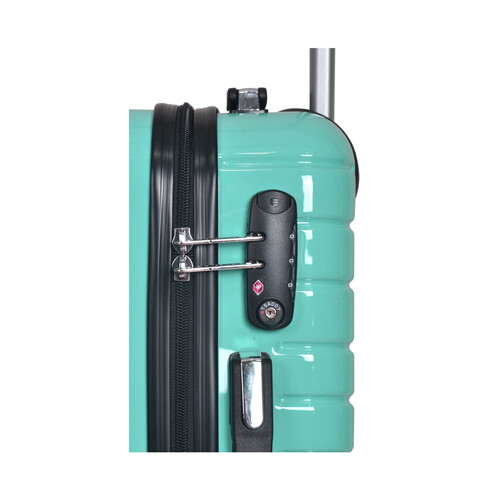 Maleta de cabina rígida de color menta de 55 cm y 8 ruedas ABS, AIRPORT ALCAMPO.