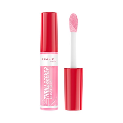 RIMMEL Thrill seeker glassy gloss tono pink candy Brillo de labios hidratante y nutritivo.