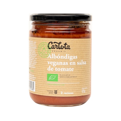CARLOTA Albóndigas veganas en salsa de tomate CARLOTA ORGANIC 425 g.