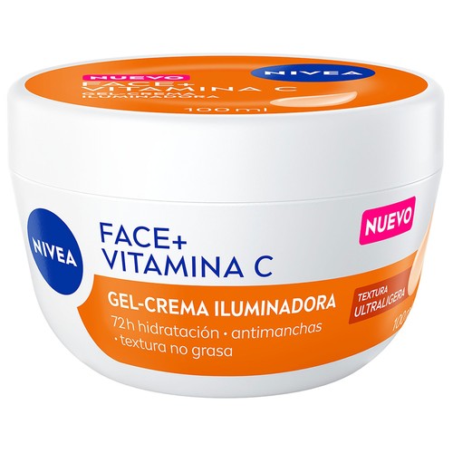 NIVEA Face+ Crema facial hidratante, iluminadora y antimanchas con textura gel 100 ml.