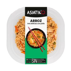 Imagen de ASIATIKO Arroz tres delicias con pollo, listo para calentar y comer 260 g.