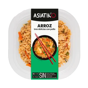 ASIATIKO Arroz tres delicias con pollo, listo para calentar y comer 260 g.