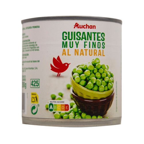 Guisantes muy finos al natural PRODUCTO ALCAMPO lata de 280 g.
