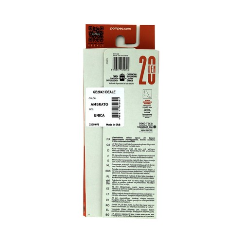 Pack de 2 pares de minimedias transparentes con puño confort, 20den, POMPEA, color ambrato, tallla única.
