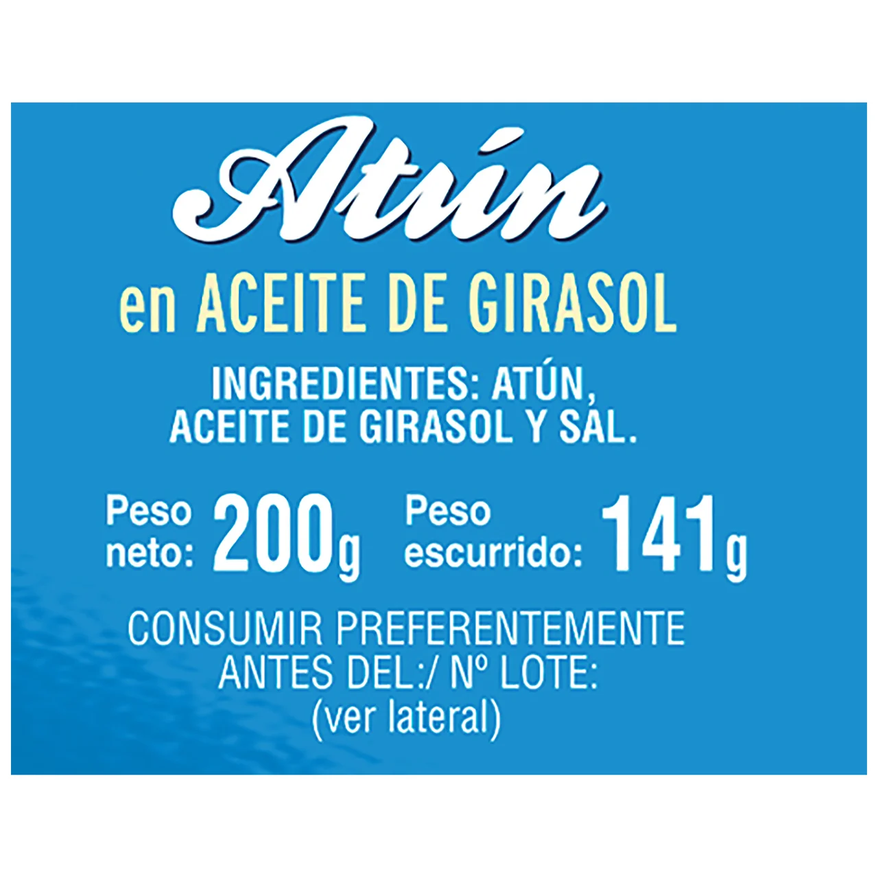 Atún en aceite de girasol en conserva 141 g.