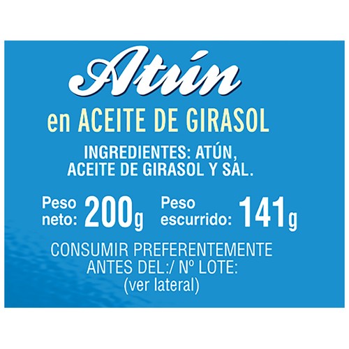NACHO Atún en aceite de girasol en conserva 141 g.