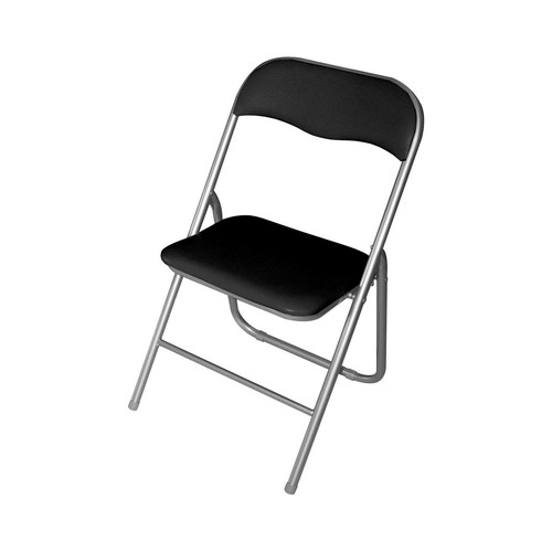 Silla plegable de pvc de color negro con tubo de 22 milímetros, DECORACIÓN.