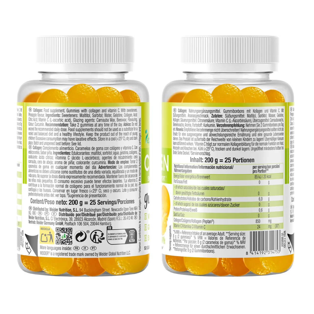 Gummies de colágeno de vitamina C 50 uds.