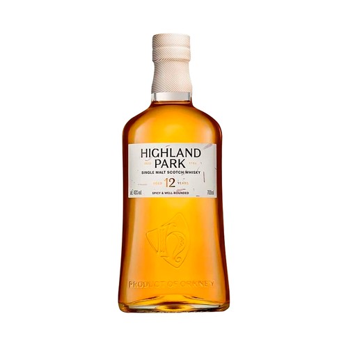 HIGHLAND PARK Whisky single malt escocés de 12 años, picante y equilibrado botella 70 cl.