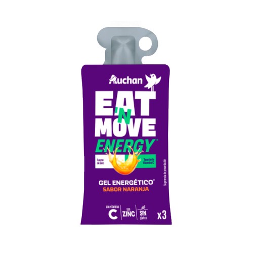 PRODUCTO ALCAMPO Eat & move gel energético con sabor a naranja 3 uds. 120 g.