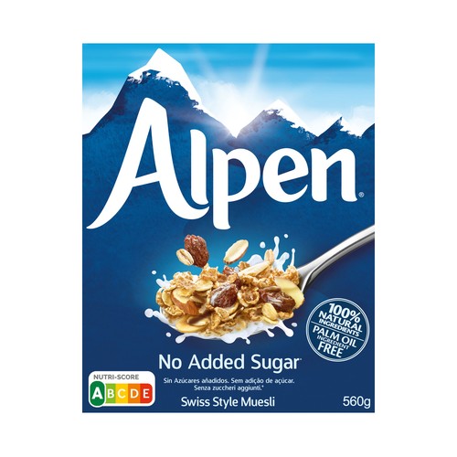 ALPEN Cereal muesli sin azúcares añadidos ALPEN 560 g.
