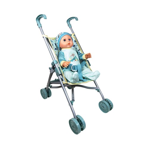 Carrito de muñecas con muñeco de 35cm, ONE TWO FUN