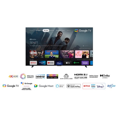 Televisión 248,9cm (98") LED TCL 98P745 4K, HDR10, SMART TV, WIFI, BLUETOOTH, TDT T2, USB reproductor, 4HDMI, 144HZ.