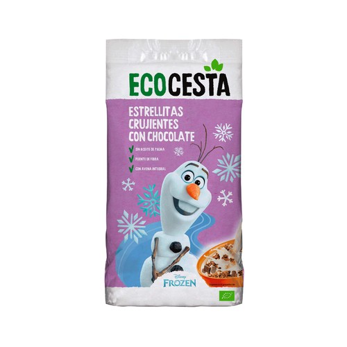 ECOCESTA Cereales ecológicos con forma de estrellitas crujiente con chocolate 375 g.