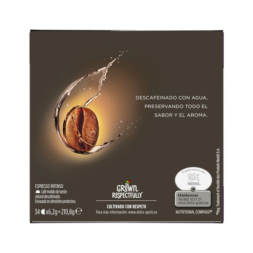 DOLCE GUSTO Café en cápsulas intenso descafeinado 34 uds.