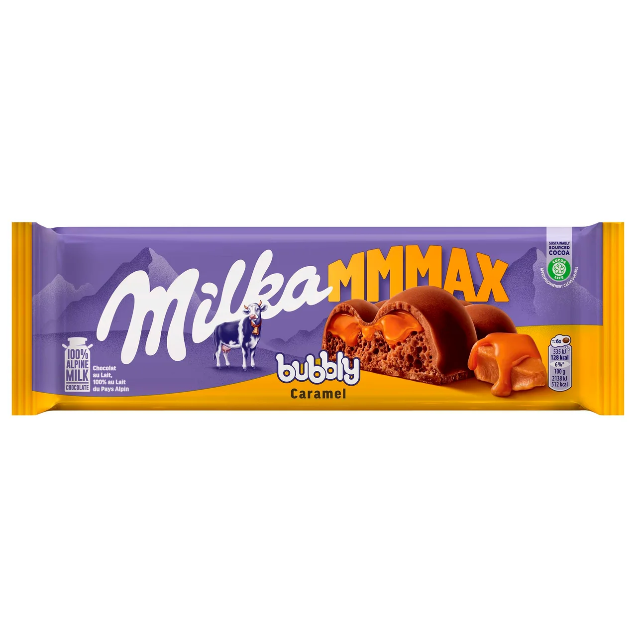 Chocolate bubbly con leche y relleno líquido de caramelo 250 g.