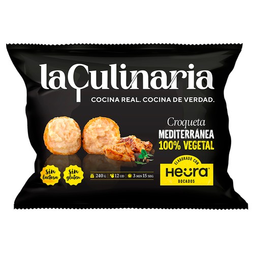 LA CULINARIA Croquetas mediterráneas , 100% vegetales, elaboradas con Heüra LA CULINARIA 240 g.