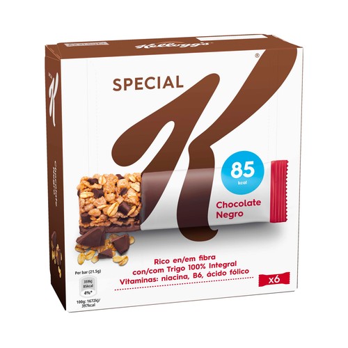 KELLOGG"S Special K  Barritas de cereales con chocolate negro  pack 6 uds. x 21,5 g.