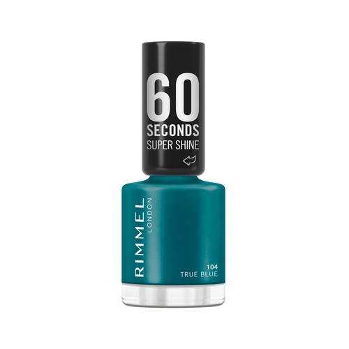 RIMMEL 60 Second super shine tono 104 True blue Esmalte de uñas de secado rápido.