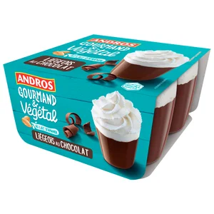 ANDROS Especialidad vegetal de postre de almendras con chocolate Gourmand & vegetal 4 x 90 g.