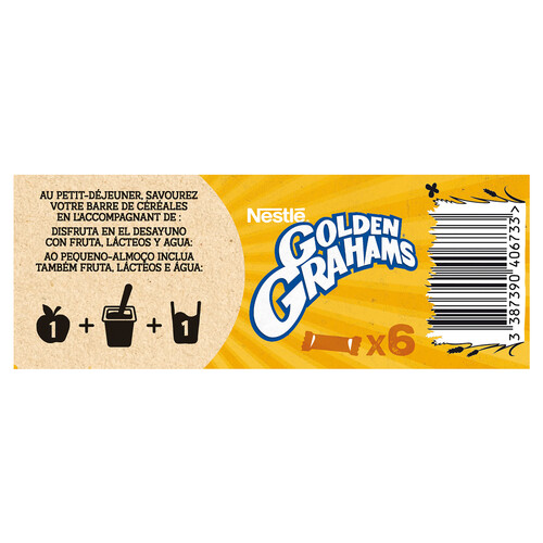 NESTLÉ Barritas de cereales tostados con leche NESTLÉ GOLDEN GRAHAMS caja 6 uds. 150 g.