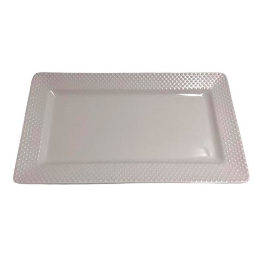 Fuente rectangular de porcelana color blanco, 30x17cm, ACTUEL.