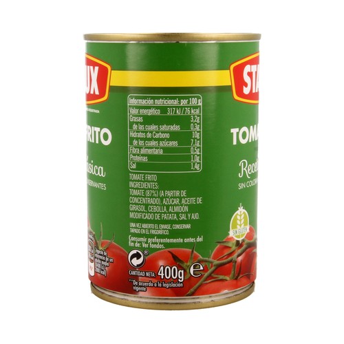 STARLUX Tomate frito, sin conservantes ni colorantes 400 g.