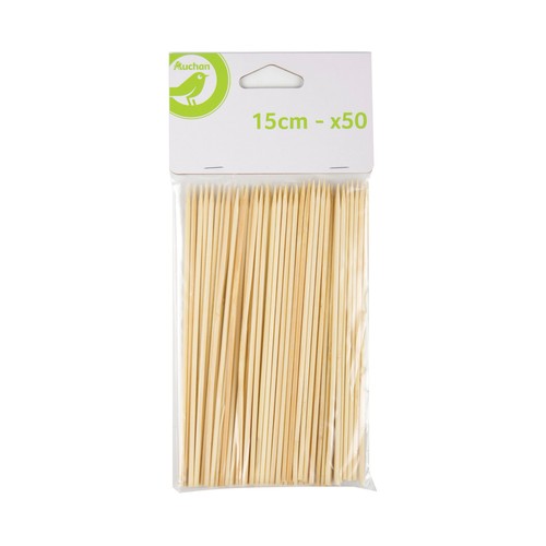 Brochetas de madera de 15cm., 50 unidades, PRODUCTO ECONÓMICO ALCAMPO.