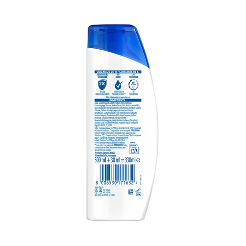 H&S Mentol fresh Champú anticaspa de uso dario y aroma a mentol, para todo tipo de cabellos 330 ml.